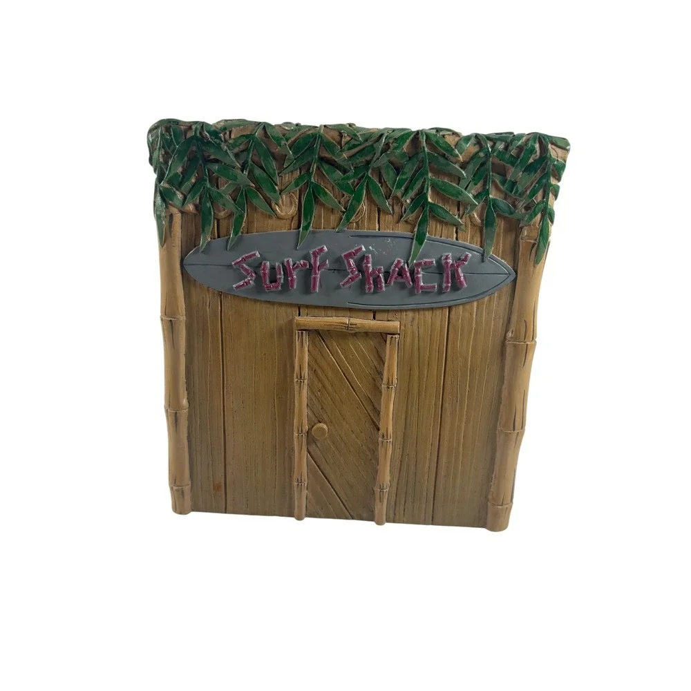 Unbranded Surf Shack Tissue Box Cover Brown Green Excellent Tropical Tiki Decor